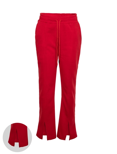 Women's Fleece Straight Let Pants with Front Slit