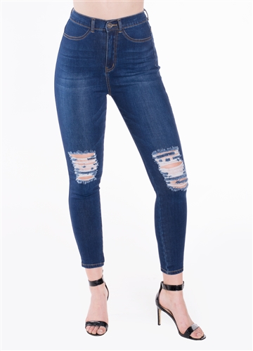 Ladies Fitted Stretchable Super Skinny Jeans with Mock Front Pockets