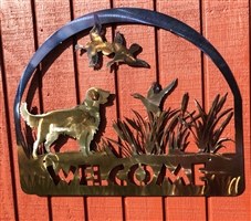 GOLDEN RETRIEVER METAL WELCOME SIGN