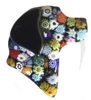 Lucky Lab Pin Black Millefiori Glass Flowers