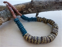 Teal Kayayo Bead Necklace - Ghana