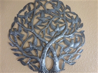 Double Tree of Life, Recycled Oil Drum Wall Art 24 inches - Haiti