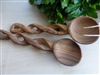 Twisted Olive Wood Serving Set - 8 inches in length