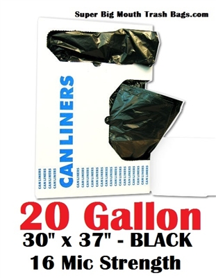 FREE SHIPPING! 20 Gallon Garbage Bags 20 Gallon Trash Bags 20 GAL Can  Liners 30 x 37 10 Micron Black