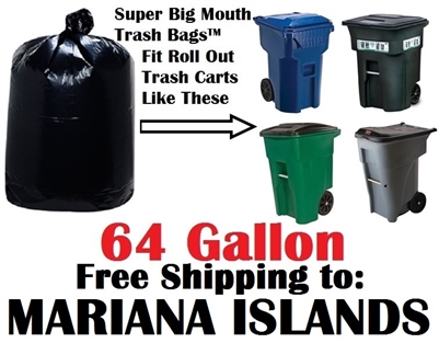 NORTHERN MARIANA ISLANDS 64 Gallon Trash Bags Super Big Mouth Trash Bags 64 GAL Garbage Bags