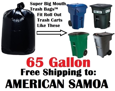 AMERICAN SAMOA 65 Gallon Trash Bags Super Big Mouth Trash Bags 65 GAL Garbage Bags