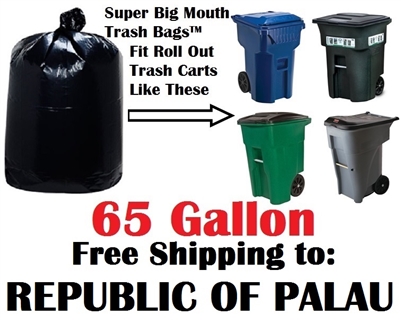 THE REPUBLIC OF PALAU 65 Gallon Trash Bags Super Big Mouth Trash Bags 65 GAL Garbage Bags
