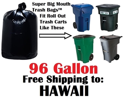 HAWAII 96 Gallon Trash Bags Super Big Mouth Trash Bags HAWAIIN 96 GAL Garbage Bags