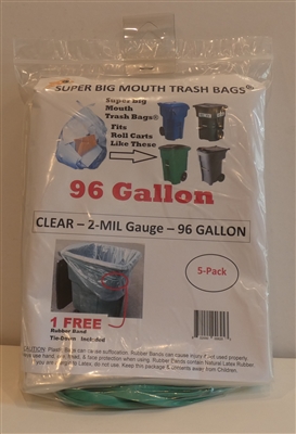 96 Gallon Clear Trash Bags 3 Pack