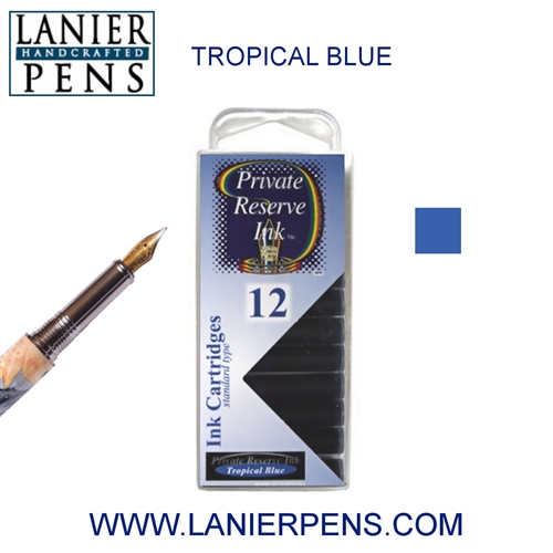 Private Reserve Tropical Blue 12 Pack Cartridge Fountain Pen Ink C36 - Lanier Pens