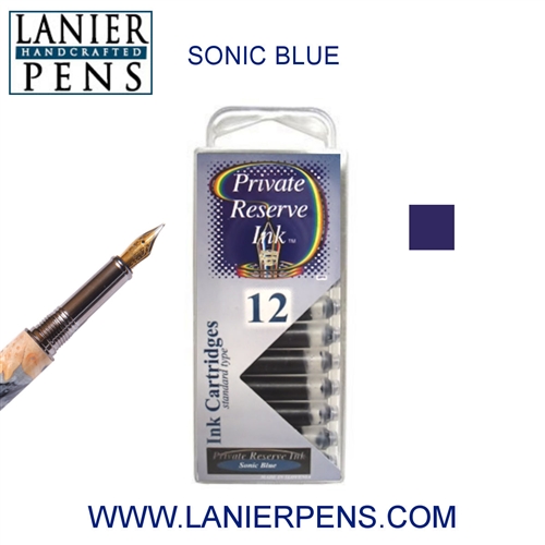 Private Reserve Sonic Blue 12 Pack Cartridge Fountain Pen Ink C17 - Lanier Pens