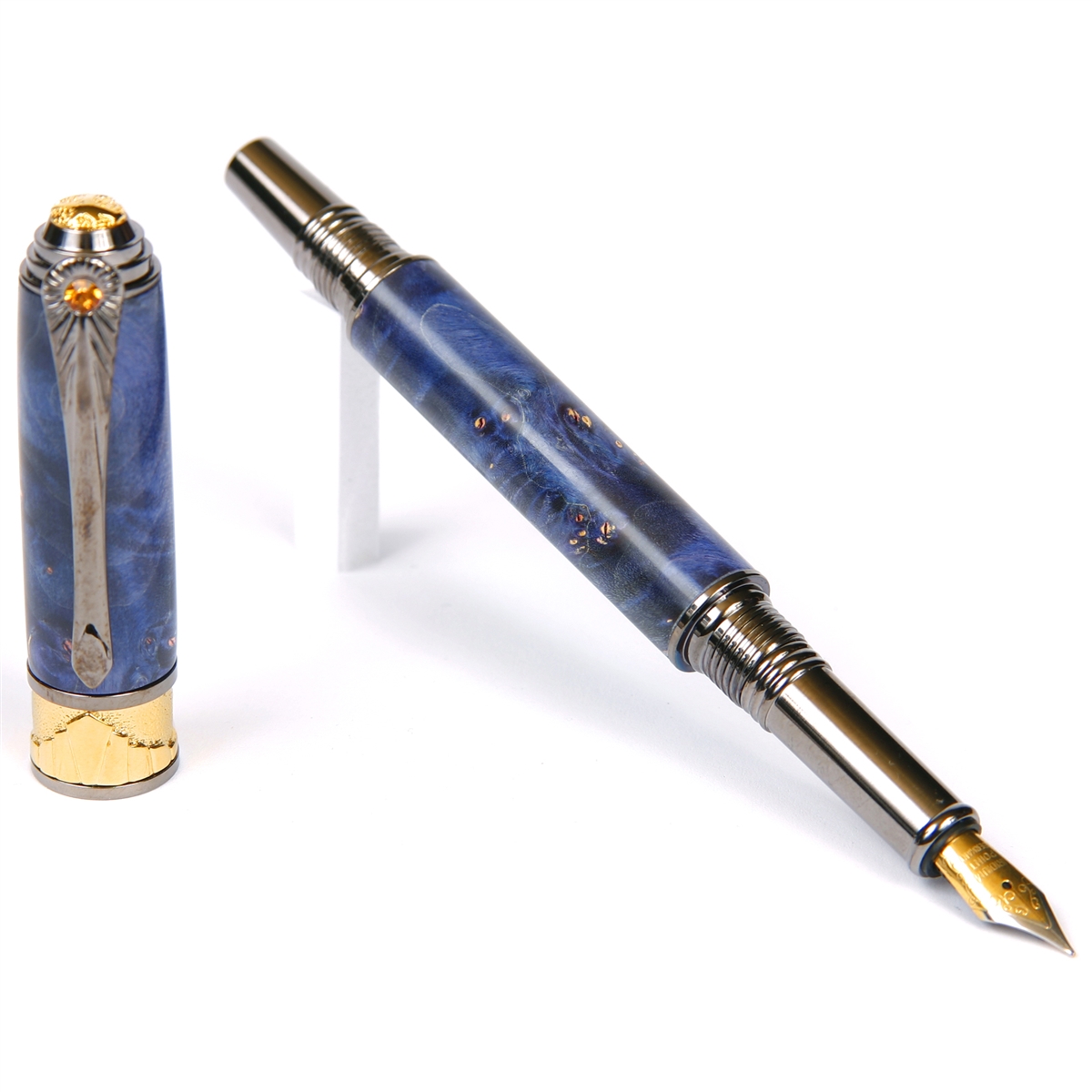 Art Deco Fountain Pen - Blue Box Elder