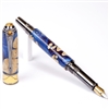 Art Deco Fountain Pen - Midnight Raven Burl End Cap