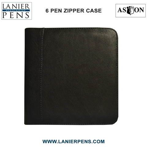 6 Pen Holder Black Case/Pen Case Zippered Collectors by Lanier Pens, lanierpens, lanierpens.com, wndpens, WOOD N DREAMS, Pensbylanier