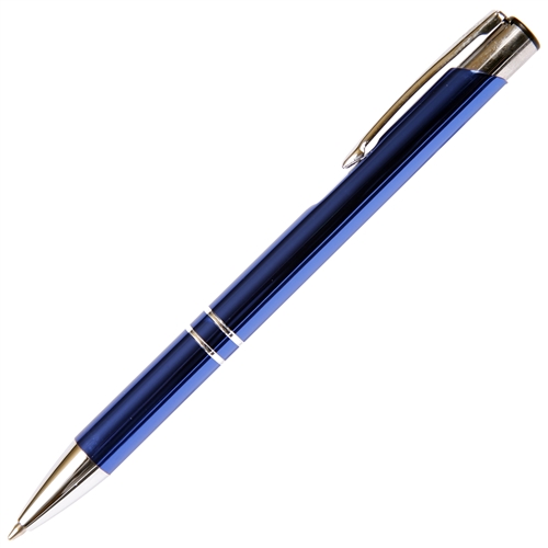 B202 Series Promotional Click Activated Ball Point Pen with a Blue aluminum body - Lanier Pens