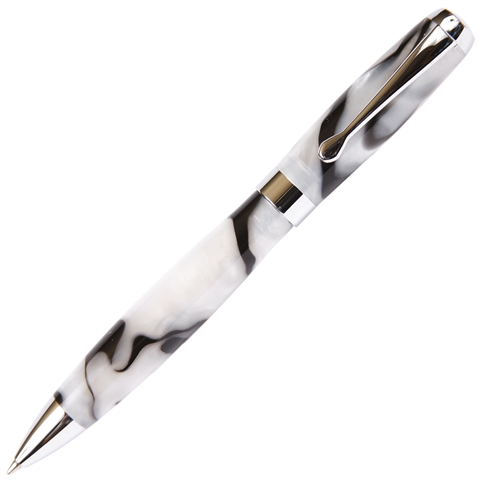 Black & Pearl Marbleized Gloss Body Ballpoint Pen by Lanier Pens