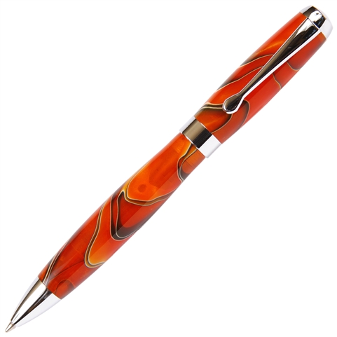 Orange & Black Marbleized Gloss Body Ballpoint Pen by Lanier Pens