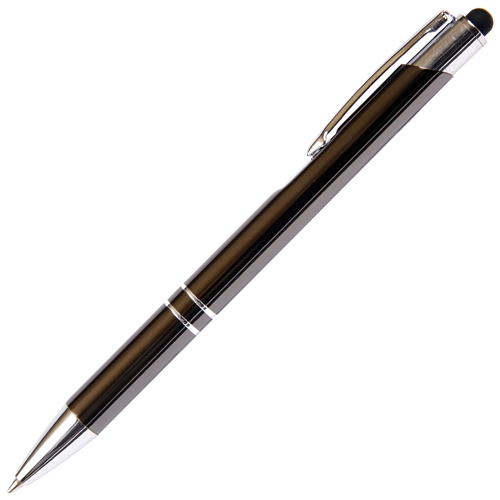 B206 Series Promotional Click Activated Ball Point Pen and Stylus with a Gun Metal aluminum body - Lanier Pens