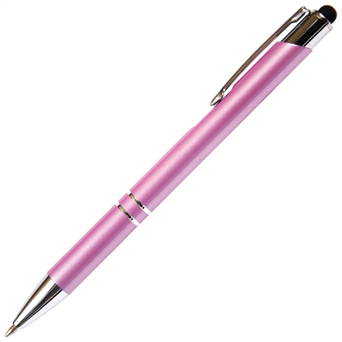 B208 Series Promotional Click Activated Ball Point Pen and Stylus with a Pink aluminum body - Lanier Pens