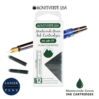 Monteverde G305MG Ink Cartridges Clear Case Gemstone Monteverde Green-Pack of 12 /Monteverde G305MG Monteverde Green-Pack of 12