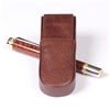 Brown Double Leather Pen Box Round by Lanier Pens, lanierpens, lanierpens.com, wndpens, WOOD N DREAMS, Pensbylanier