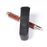 Black Single Leather Pen Box Round by Lanier Pens, lanierpens, lanierpens.com, wndpens, WOOD N DREAMS, Pensbylanier