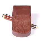 Brown Triple Leather Pen Box Round by Lanier Pens, lanierpens, lanierpens.com, wndpens, WOOD N DREAMS, Pensbylanier