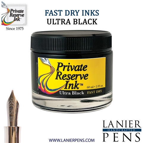 Private Reserve Ink Bottle 60ml - Ultra Black-Fast Dry Ink (PR17044)