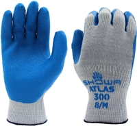 Atlas 12 Pairs 300M Atlas Fit 300 Work Gloves, Crinkle Better Grip Black or Blue