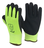 1 dozen (12 pairs) Hi-Visible Lime Latex Coated Brushed Acrylic Thermal Glove
