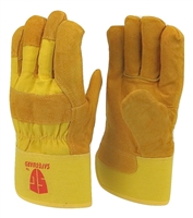 1 dozen (12 pairs) Cowhide Yellow leather palm work glove with insulation