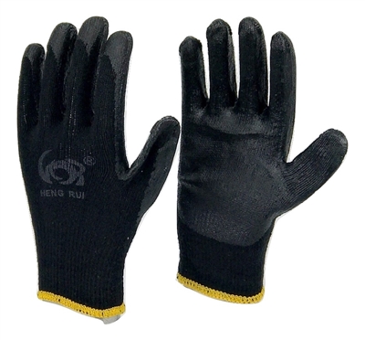 40 pairs Heng Rui Black LATEX PALM COATED STRING KNIT WORK GLOVE