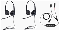 Jabra Softphone PC USB Training Bundle with Two (2) Jabra Biz 1500 Dual QD Headsets and USB Training Y-Cable