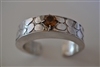 Handcrafted hollow form overlay cuff sterling silver topaz