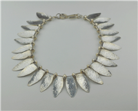 Light weight sterling silver had cut leaf choker