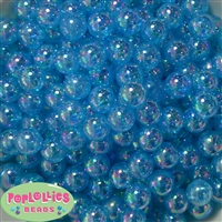 12mm Cyan Blue AB Finish Miracle Acrylic Bubblegum Beads