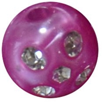 12mm Hot Pink Faux Pearl Bead with Rhinestones sold individually
