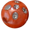 12mm Orange Faux Pearl Bead with Rhinestones sold individually