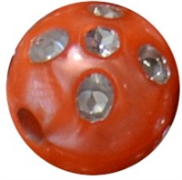 12mm Orange Faux Pearl Bead with Rhinestones sold individually