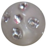 12mm White Faux Pearl Bead with Rhinestones sold individually