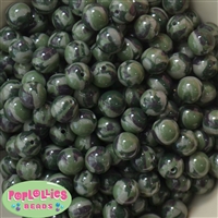 12mm Camo Green Bubblegum Beads