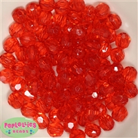 12mm Red Faceted Clear Acrylic Bubblegum Beads