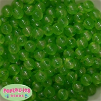12mm Lime Green Frost Acrylic Bubblegum Beads sold in packages of 50 beads