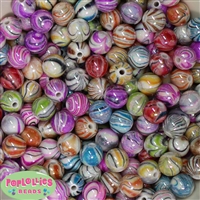 12mm Multi Colored Marble Beads sold in packages of 40 beads