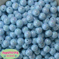 12mm Baby Blue AB Finish Miracle Acrylic Bubblegum Beads