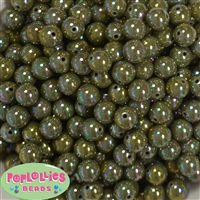12mm Olive AB Finish Miracle Acrylic Bubblegum Beads