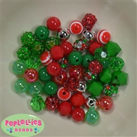 12mm Mixed Style Christmas Acrylic Beads sold in packages of 50 beads