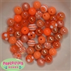 12mm Mixed Style Orange Acrylic Beads sold in packages of 50 beads