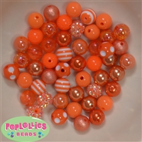 12mm Mixed Style Orange Acrylic Beads sold in packages of 50 beads