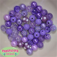 12mm Mixed Style Lavender Acrylic Beads sold in packages of 50 beads